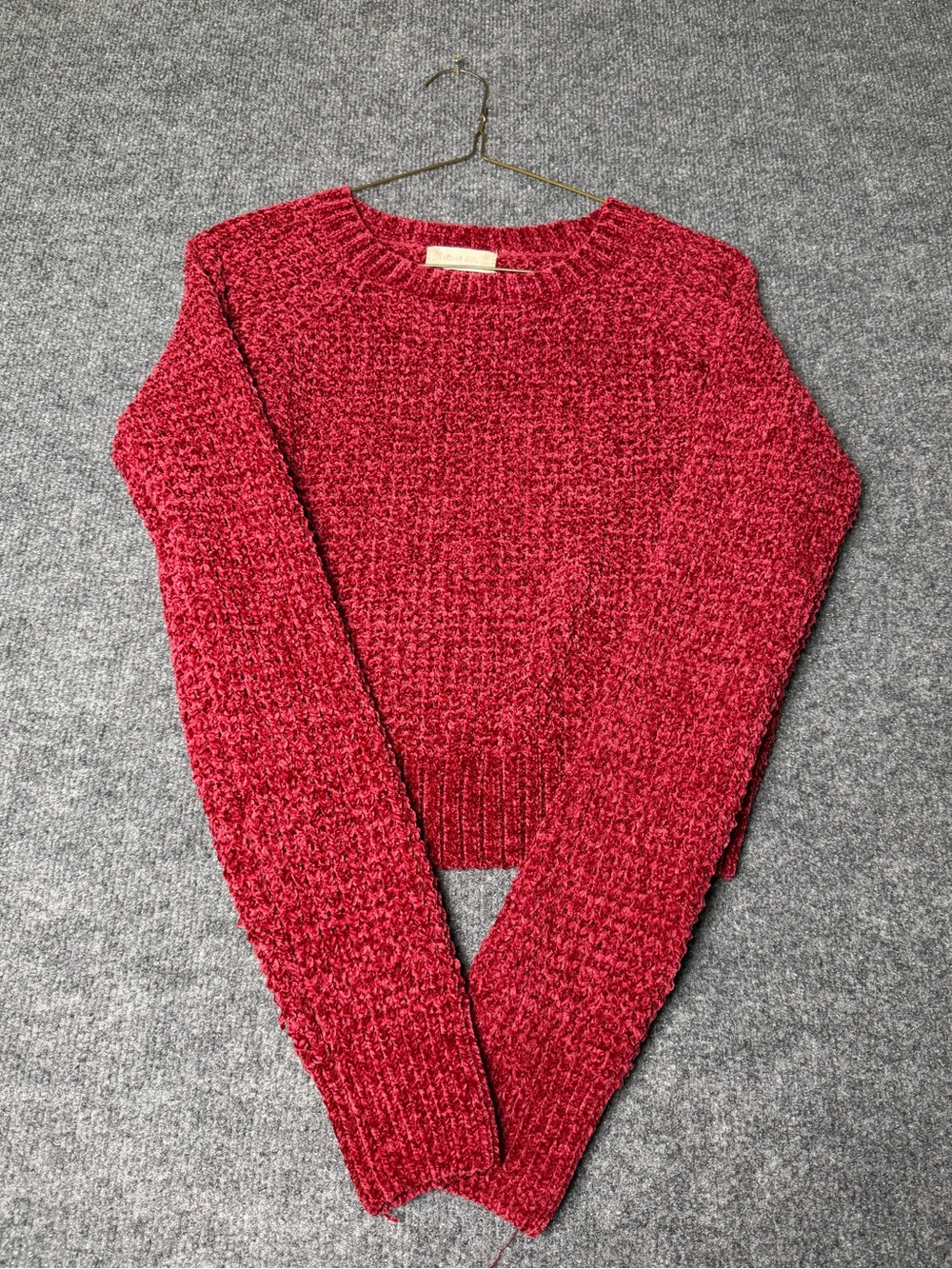 Altar'd State Red Chenille Crewneck Sweater